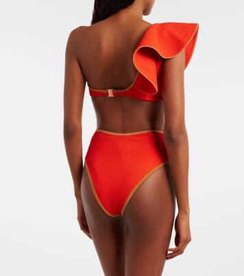 Top bikini monospalla con volant | Johanna Ortiz