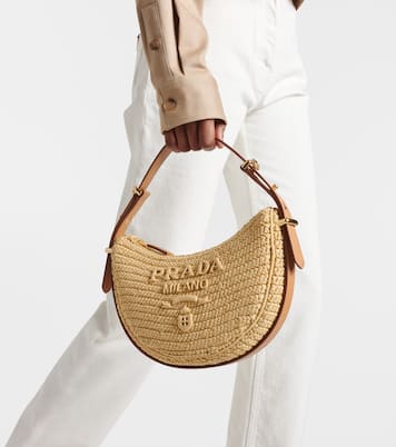 Prada Arqué raffia-effect shoulder bag | Prada