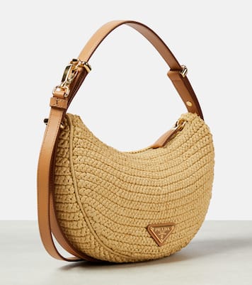 Prada Arqué raffia-effect shoulder bag | Prada