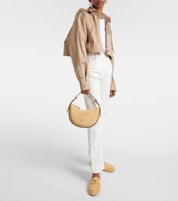 Prada Arqué raffia-effect shoulder bag | Prada