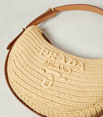 Prada Arqué raffia-effect shoulder bag | Prada