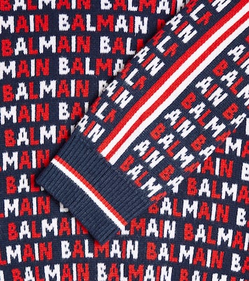 Monogram crewneck cotton sweater | Balmain Kids