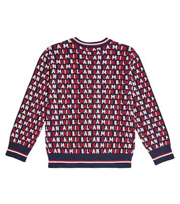 Monogram crewneck cotton sweater | Balmain Kids