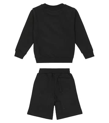 Cotton fleece sweatshirt and shorts set | Balmain Kids