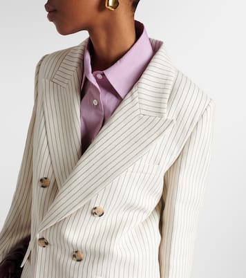 Blazer in cotone e lino a righe | Frame
