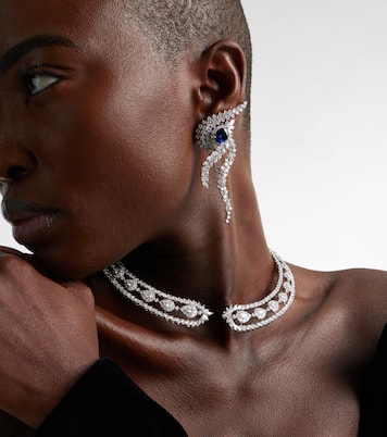 Orecchini in oro bianco 18kt con diamanti e zaffiri | Yeprem