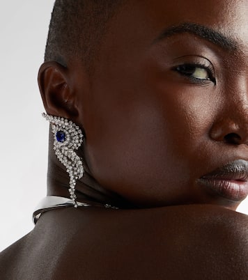 Orecchini in oro bianco 18kt con diamanti e zaffiri | Yeprem