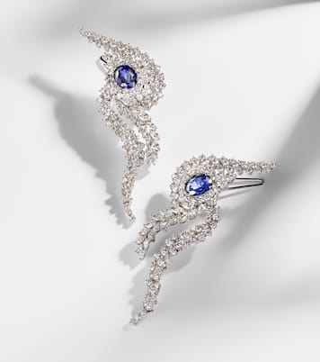 Orecchini in oro bianco 18kt con diamanti e zaffiri | Yeprem