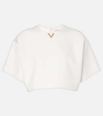 VGold cotton gabardine crop top | Valentino