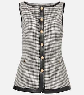 Cressida checked faux leather-trimmed vest | Simkhai