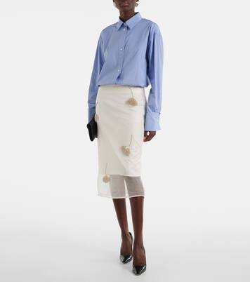 Jupe crayon en soie à perles | Róhe