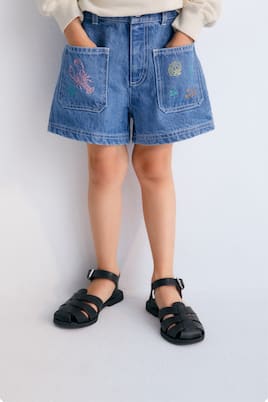 Kostas embroidered denim shorts | The New Society