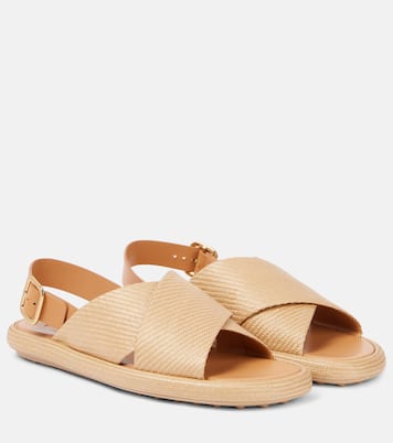 Woven leather-trimmed sandals | Tod's
