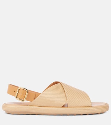 Woven leather-trimmed sandals | Tod's