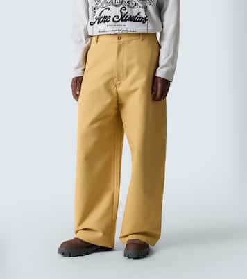 Mid-rise cotton satin wide-leg pants | Acne Studios