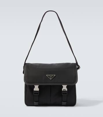 Re-Nylon leather-trimmed shoulder bag | Prada