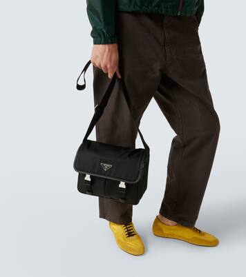 Re-Nylon leather-trimmed shoulder bag | Prada