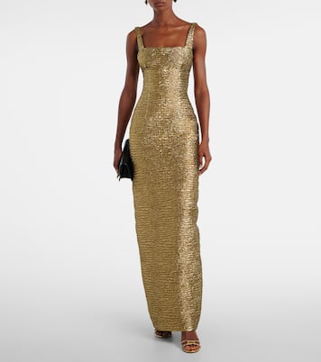 Micheline metallic-effect seersucker gown | Emilia Wickstead