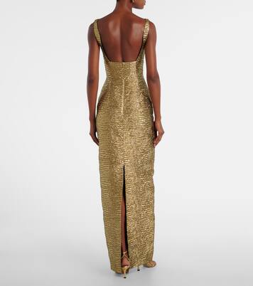 Micheline metallic-effect seersucker gown | Emilia Wickstead