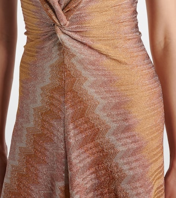 Gathered asymmetric lamé maxi dress | Missoni