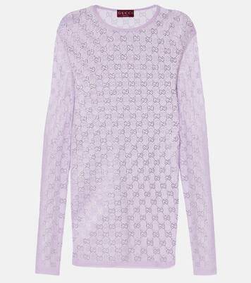 GG embellished silk top | Gucci