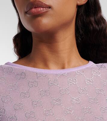 GG embellished silk top | Gucci