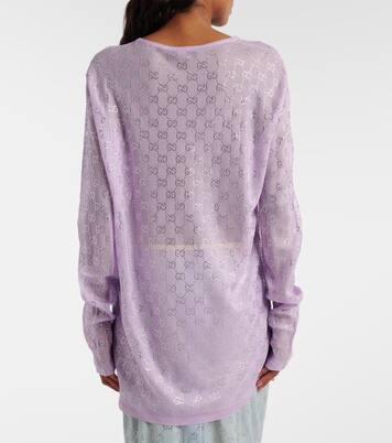 GG embellished silk top | Gucci