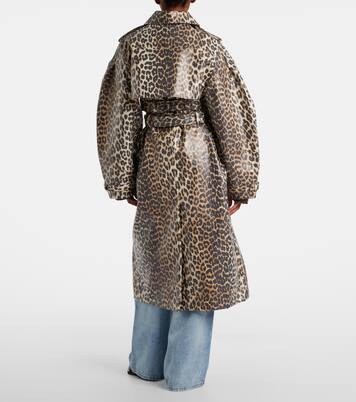 Trench in tela di cotone leopardata | Ganni