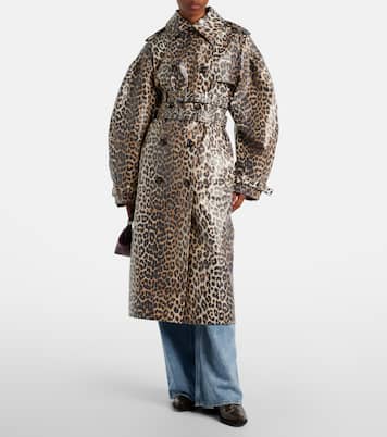Trench in tela di cotone leopardata | Ganni