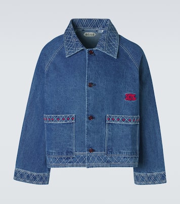 Veste en jean brodée en laine et coton | Bode
