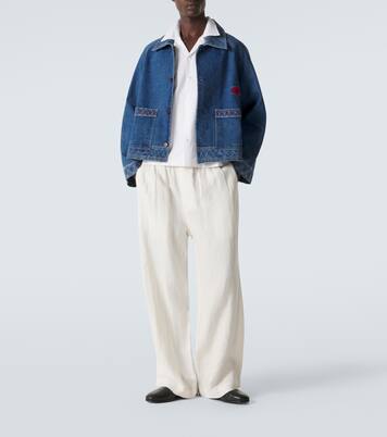 Veste en jean brodée en laine et coton | Bode