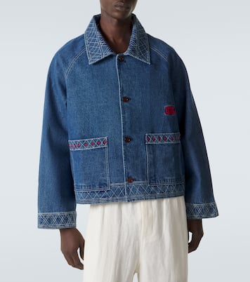 Veste en jean brodée en laine et coton | Bode