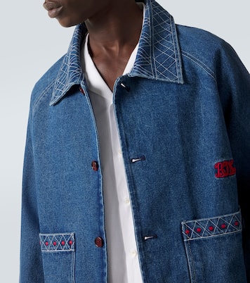 Veste en jean brodée en laine et coton | Bode