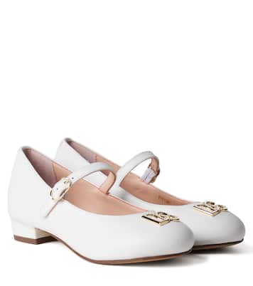 DG embellished leather ballet flats | Dolce&Gabbana Kids