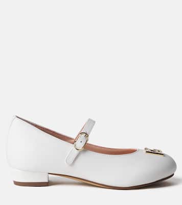 DG embellished leather ballet flats | Dolce&Gabbana Kids