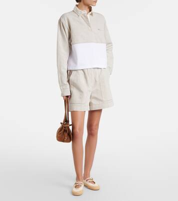 Cotton and linen chambray shorts | Prada