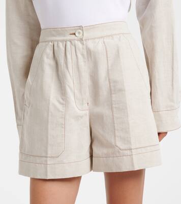 Cotton and linen chambray shorts | Prada