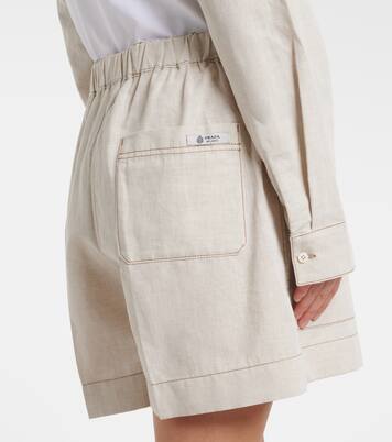 Cotton and linen chambray shorts | Prada
