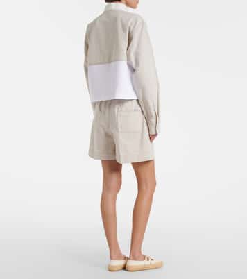 Cotton and linen chambray shorts | Prada