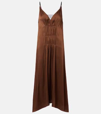 Gathered crêpe satin slip dress | Prada