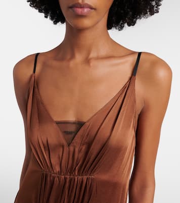 Gathered crêpe satin slip dress | Prada