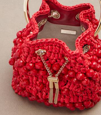 Sac seau Bon Bon Small en raphia | Jimmy Choo