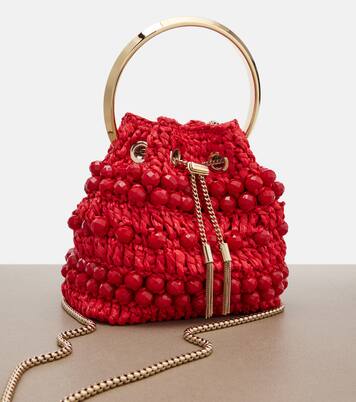 Sac seau Bon Bon Small en raphia | Jimmy Choo