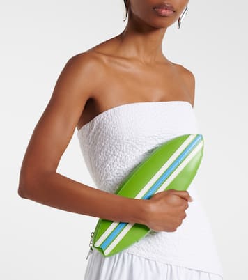 Surfboard striped leather clutch | Staud
