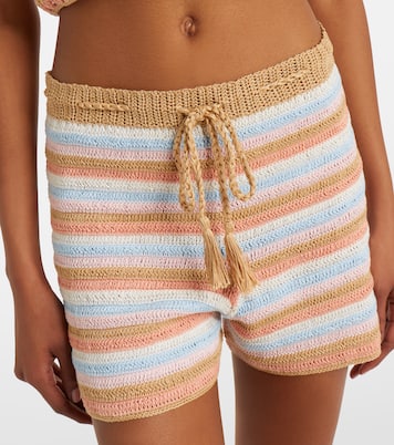 Striped crochet cotton shorts | Anna Kosturova