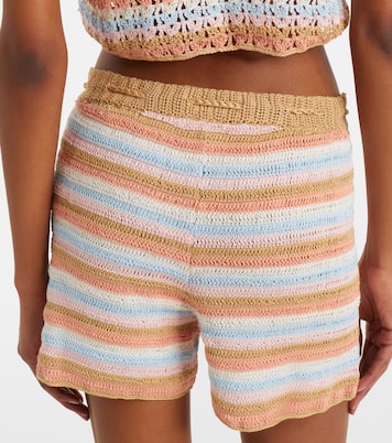 Striped crochet cotton shorts | Anna Kosturova