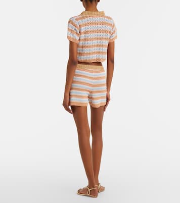 Striped crochet cotton shorts | Anna Kosturova