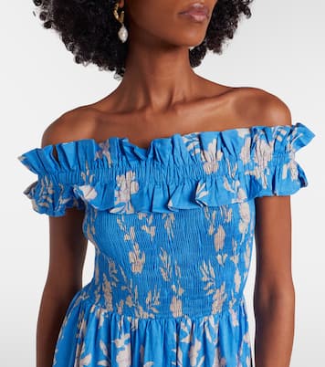 Suzanne shirred cotton muslin maxi dress | Poupette St Barth