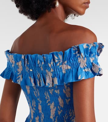 Suzanne shirred cotton muslin maxi dress | Poupette St Barth