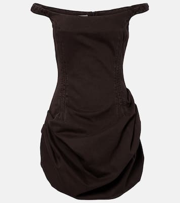 Gathered off-shoulder denim minidress | Magda Butrym